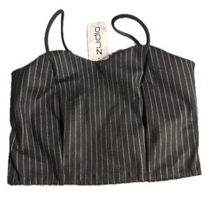 Black and White Striped Women's Crop Top